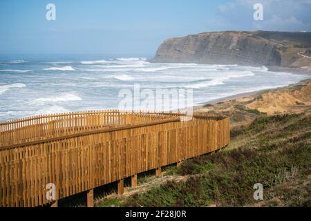 Praia Azul spiaggia a Torres Vedras, Portogallo Foto Stock