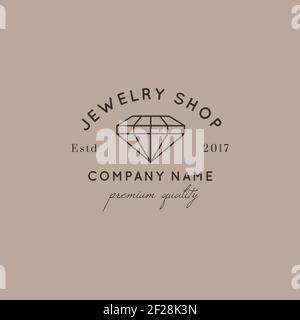 Modelli di design con logo di gioielli in stile lineare e minimalista alla moda. Emblemi vettoriali Illustrazione Vettoriale