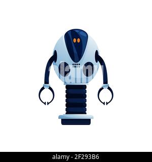 Caricatore robot industriale con mani a molletta e regolazione di un'automazione meccanica realistica isolata e ad alto stativo. Costruttore robot vettoriale, fabbricazione Illustrazione Vettoriale