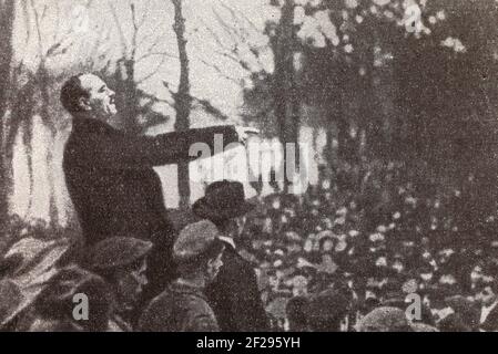 Discorso di Karl Liebknecht alla riunione di Spartak nel 1916. Foto Stock