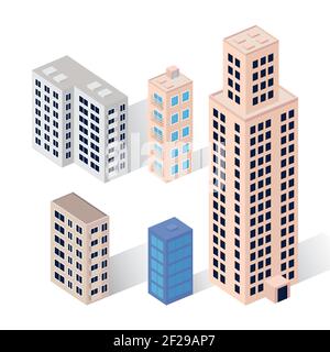 cinque icone di edifici Illustrazione Vettoriale