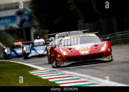 51 PIER GUIDI Alessandro (ita), NIELSEN Nicklas (dnk), LAVERGNE Fabian (fra), Team Luzich Racing Ferrari F488 GTE, azione nel corso del Campionato europeo FIA le Mans Series ELMS 2019 4 ore a Monza, Italie, dal 10 al 12 maggio - Foto Clemente Marin/DPPI Foto Stock