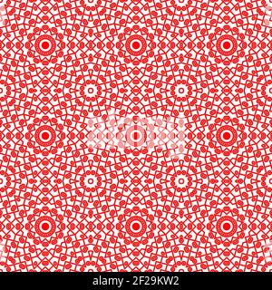 Colore rosso motivo senza giunture con mandala.Mandala sfondo. Illustrazione Vettoriale