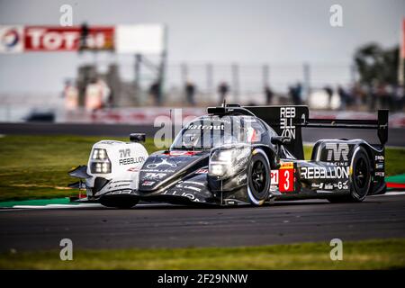 03 NATHANAEL BERTHON (fra), DERANI Pipo (BRA), DUVAL Loic (fra), RIBELLIONE R13 - GIBSON REBELLION RACING ACTION in occasione del Campionato Mondiale di Endurance FIA WEC 2019 4 ore di Silverstone, Inghilterra, dal 30 agosto al 1 settembre - Foto Francois Flamand / DPPI Foto Stock