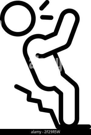 Icona delle scale della persona senza cura. Contorno persona incauta scala icona vettore per web design isolato su sfondo bianco Illustrazione Vettoriale