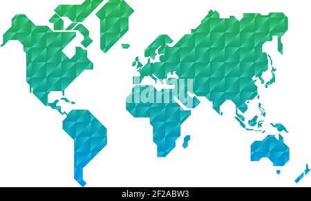Mappa del mondo semplificata disegnata con linee rette nitide Illustrazione Vettoriale