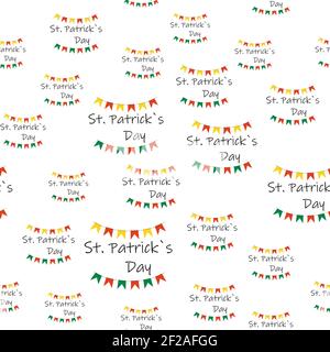 Sfondo del giorno di San Patrizio. Modello vettoriale senza giunture con simboli Irish St. Holiday. Ripetizione di un modello vettoriale modificabile. EPS 10 Illustrazione Vettoriale
