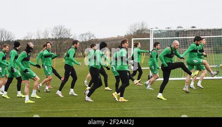 Tranent, Ormiston, East Lothian.Scotland. UK .11th March 21 sessione di formazione iberniana per la partita di Premiership Scozzese contro Ross County Credit: eric mcowat/Alamy Live News Foto Stock