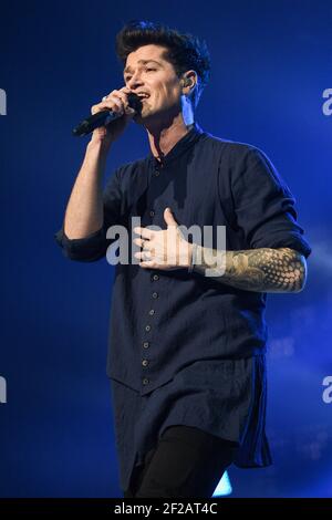 Londra, Regno Unito. 8 dicembre 2019. Danny o'Donoghue del copione si esibisce sul palco durante il secondo giorno della Jingle Bell Ball 2019 della capitale con posto a sedere all'O2 Arena, Londra. L'immagine dovrebbe essere: Scott Garfitt/EMPICS/Alamy Live News Foto Stock