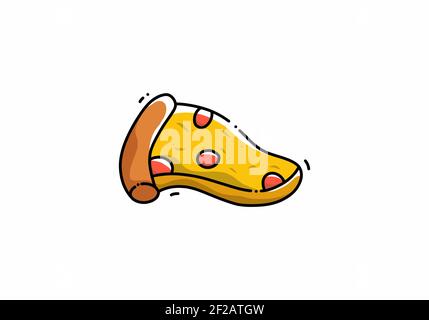 Semplice illustrazione kawaii del disegno della pizza Illustrazione Vettoriale