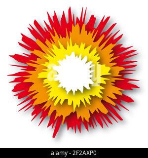 Sfondo con forme cilindriche circolari concentriche colorate, effetto 3d. Foto Stock