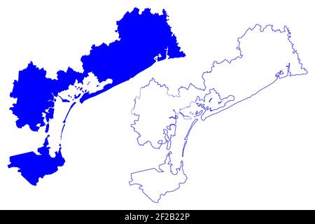 Città Metropolitana di Venezia (Italia, Repubblica Italiana, Veneto o Regione Veneto) mappa illustrazione vettoriale, schizzo della mappa Provincia di Venezia Illustrazione Vettoriale