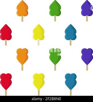 Set di coloratissimi pops di ghiaccio a cuore - illustrazione vettoriale Illustrazione Vettoriale