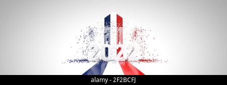 2022 background delle elezioni presidenziali francesi - rendering 3D Foto Stock