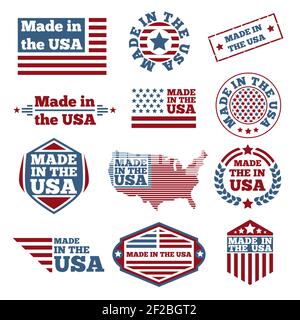 Serie vettoriale di etichette made in the USA Illustrazione Vettoriale