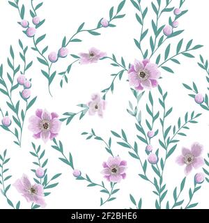 Lo sfondo senza cuciture dello sprig con fiori rosa. Illustrazione vettoriale Illustrazione Vettoriale