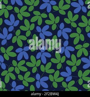 Elegante disegno di motivo floreale di fantasia vettoriale senza giunture di tendenza di piccoli rami di foglie. Fogliame trendy che si ripete texture per la stampa e tessile Illustrazione Vettoriale