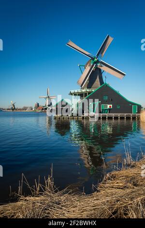 Lo storico mulino a vento De Kat a Zaanse Schans, Zaandijk, Paesi Bassi. Foto Stock