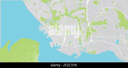 Vettore urbano mappa della città di Esbjerg, Danimarca Illustrazione Vettoriale