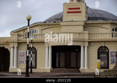 Una vista del Porthcawl Grand Pavilion l'11 Marzo 2021. Credito: Lewis Mitchell Foto Stock