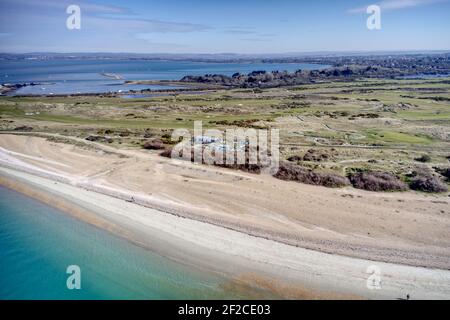 Campo da golf Hayling Island un campo da golf Links sulla parte occidentale Punta di Hayling Island e vicino al mare della spiaggia Ingresso al porto di Langston con il Kench n Foto Stock