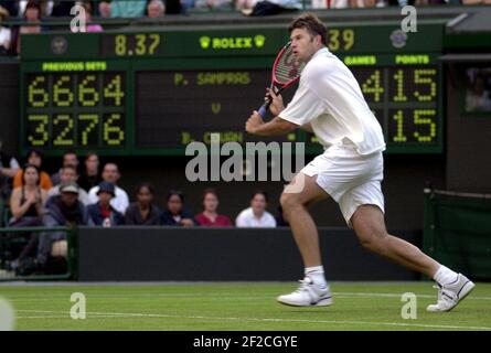 Wimbledon Tennis Championships Giugno 2001Pete Sampras v Barry Cowan nella foto il terzo giorno Foto Stock