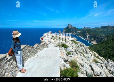 Mirador da sa crueta, Formentor, Maiorca, Isole Baleari, Spagna Foto Stock