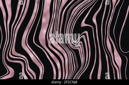 Strisce di pelle animale Zebra, ondulato con colorato oro rosa nero bello modello. Safari, zoo di fauna selvatica sfondo naturale. Disegno animale africano. Illustrazione orizzontale Foto Stock