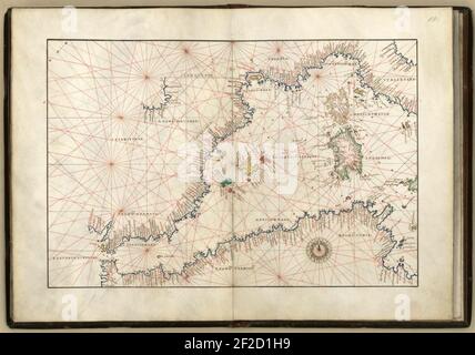 atlante Portolano di 9 carte e una mappa del mondo, ecc. dedicato a Hieronymus Ruffault, Abate di San Vaast Foto Stock