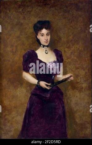 Ritratto en pied de la baronne Henry Morio de l'Isle, nata Marie Zangiacomi. Foto Stock