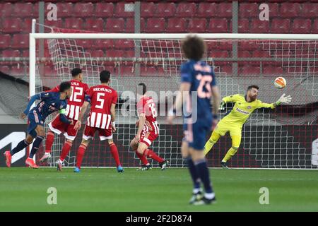 PIREO, GRECIA - MARZO 12: Pierre-Emerick Aubameyang dell'Arsenal FC durante l'Olympiacos contro Arsenal - UEFA Europa League Round di 16 puntate una partita Foto Stock