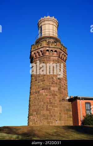 HIGHLANDS, NJ -2 MAR 2021- Vista dei fari Navesink Twin Lights state Historic Site a Highlands, New Jersey, Stati Uniti. Foto Stock