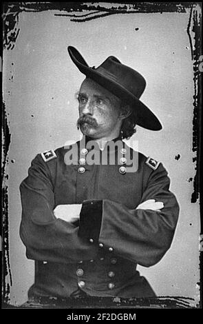 Ritratto di magg. Gen. (apr. 15, 1865) George A. Custer, ufficiale dell'esercito federale Foto Stock