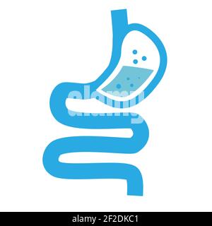 logo di digestione sana. icona dello stomaco su sfondo bianco. stomaco umano e sistema gastrointestinale. stile piatto. Foto Stock