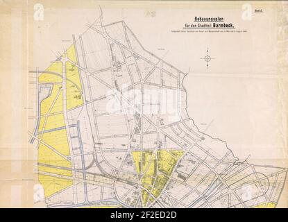 Bebauungsplan für den Stadtteil Barmbeck, gestellt durch Beschluß von Bürgerschaft und 1903 vom (). Foto Stock