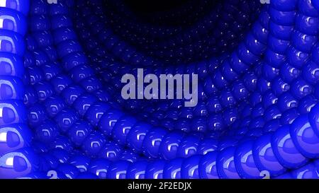 Sfondo astratto con foro vortex 3D fatto di palline lucide o bolle per carta da parati o copertina. Foto Stock