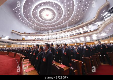 Pechino, Cina. 11 Marzo 2021. La quarta sessione del 13° Congresso Nazionale del Popolo si è chiusa con successo a Pechino, in Cina, l'11 marzo 2021.(Photo by TPG/cnsphotos) Credit: TopPhoto/Alamy Live News Foto Stock