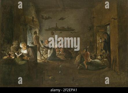 Preparazione al Sabbath delle streghe (David Teniers II). Foto Stock