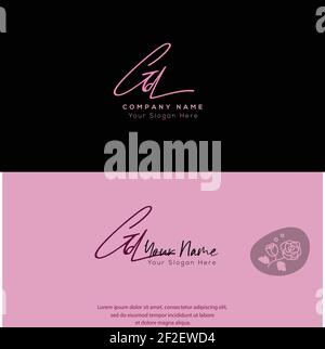 G D GD scrittura iniziale della lettera e logo della firma. Beauty Vector primo logo .Moda, boutique, floreale e botanico Illustrazione Vettoriale