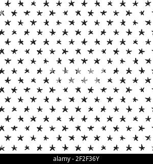 Un motivo senza cuciture realizzato con stelle disegnate a mano. Illustrazione Vettoriale