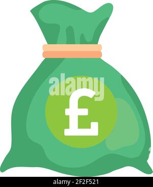 Falkland Islands Pound Currency Note Money Bag icona in verde Colore per applicazioni e siti Web Illustrazione Vettoriale