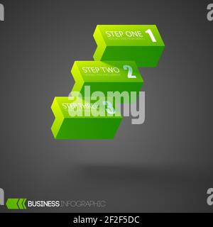 Web concetto di progettazione infografica con verde chiaro blocchi orizzontali tre opzioni Illustrazione Vettoriale