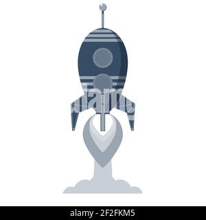 Razzo Spaziale isolato su sfondo bianco Illustrazione Vettoriale