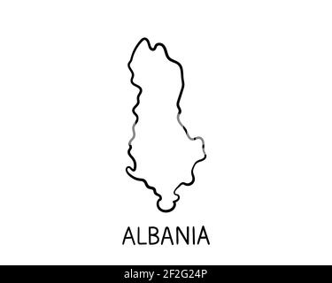 Mappa dell'Albania - Illustrazione disegnata a mano Foto Stock