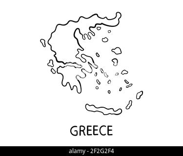 Mappa della Grecia - Illustrazione disegnata a mano Foto Stock