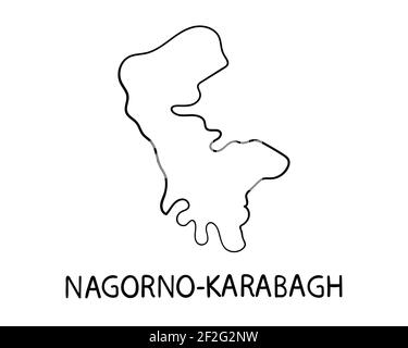 Nagorno - Mappa di Karabagh - Illustrazione disegnata a mano Foto Stock