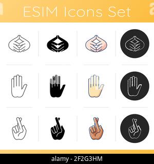 Set di icone dei gesti delle mani Illustrazione Vettoriale