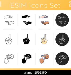Set di icone dei gesti delle mani Illustrazione Vettoriale