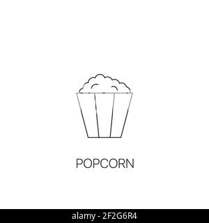 Popcorn semplice icona cinema concetto di cibo da asporto Illustrazione Vettoriale