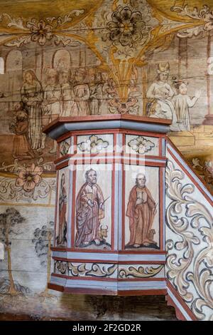 Europa, Polonia, Provincia della Polonia minore, Sito Patrimonio dell'Umanità dell'UNESCO, percorso di architettura in legno, Chiesa di San Leonardo, Lipnica Murowana Foto Stock
